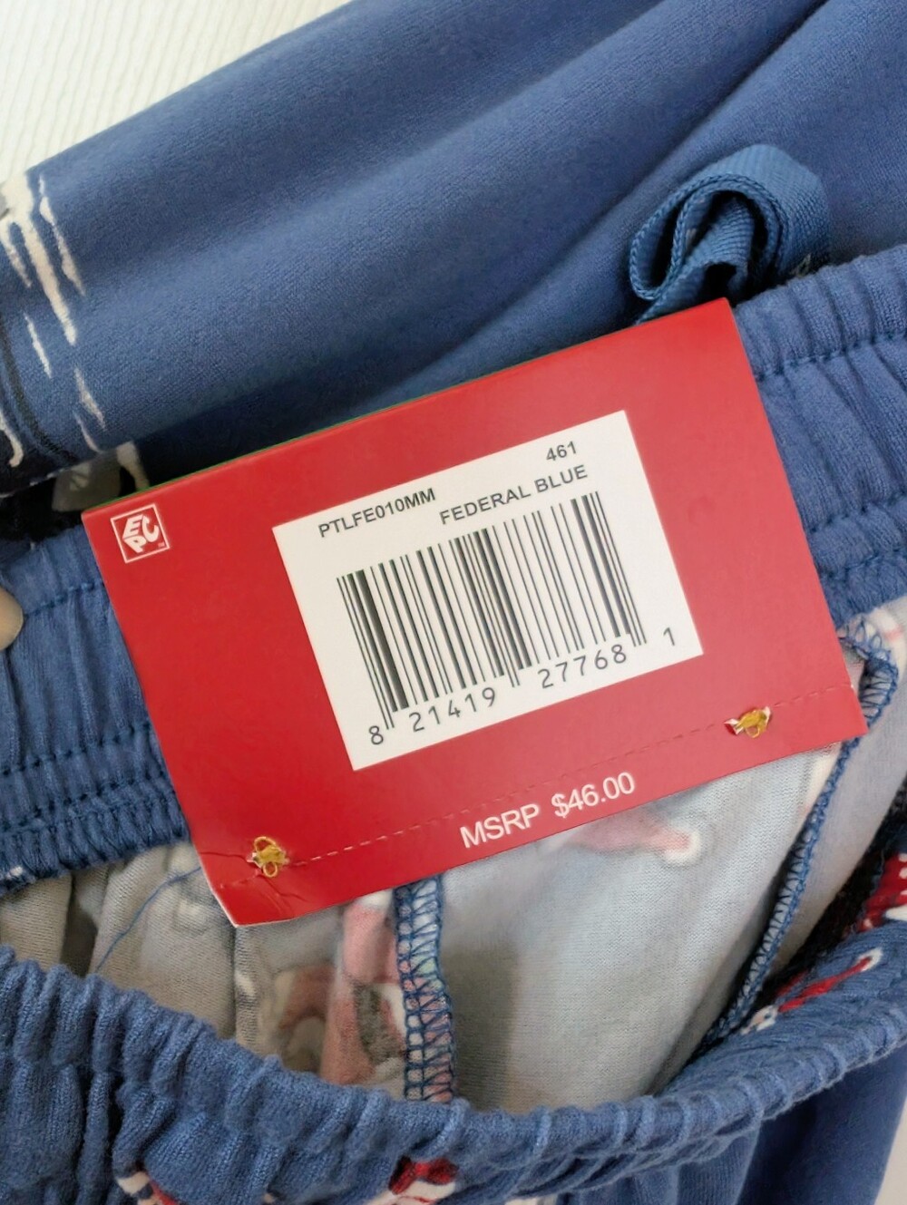 Perry Ellis Portfolio Blue Santa-Print Lounge/Sleep Pants - Picture 3 of 8